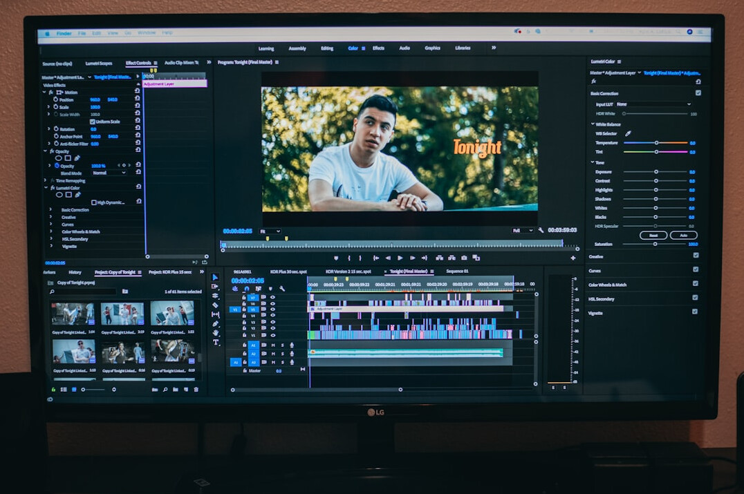 video editor at computer