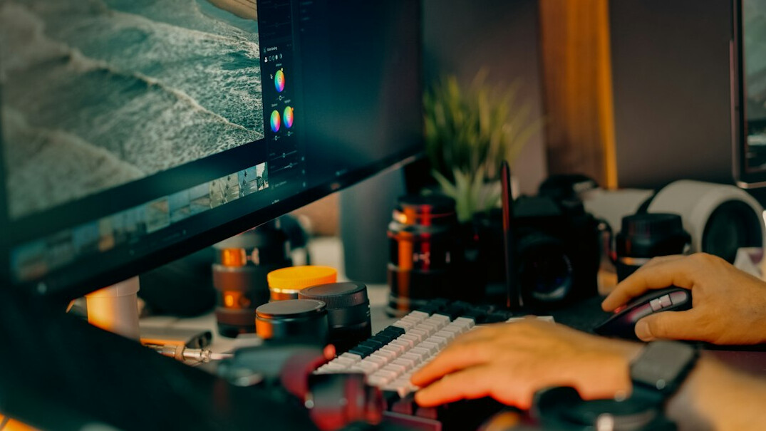 video editor at computer