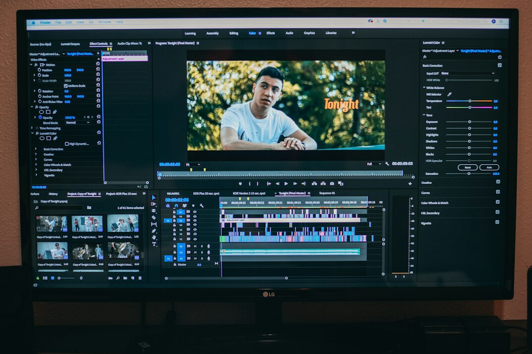 professional video editor at work